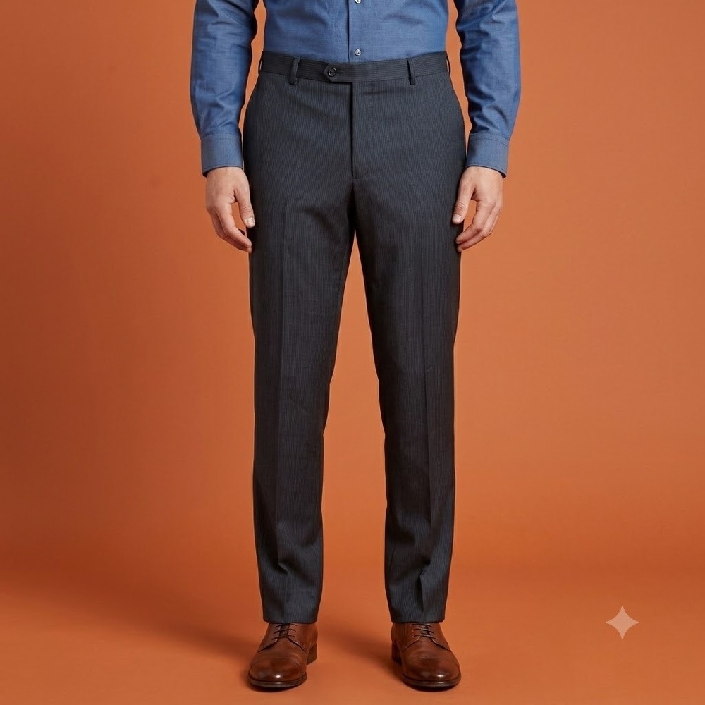 Joseph Abboud Dress Pants Mens 40L Navy Blue Pinstripe 100% Wool Flat Front